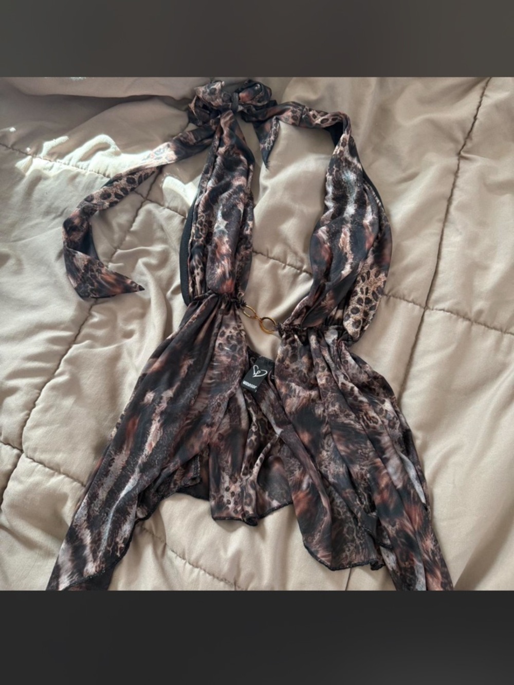 Windsor Brown Animal Print Halter Top